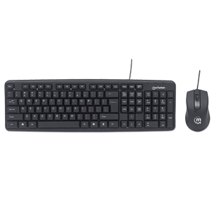 Kit de Teclado y Mouse Manhattan 178464, Alámbrico, USB, Negro (Español) OPTICO CONEXION USB ESP